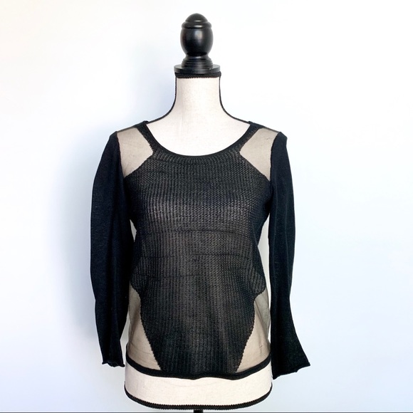 Helmut Lang Tops - Helmut Lang Black Mesh Knit Top